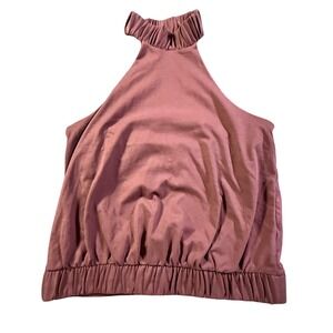 Express‎ Halter Top Sleeveless Ruched Neckline Brown Casual Blouse Size S